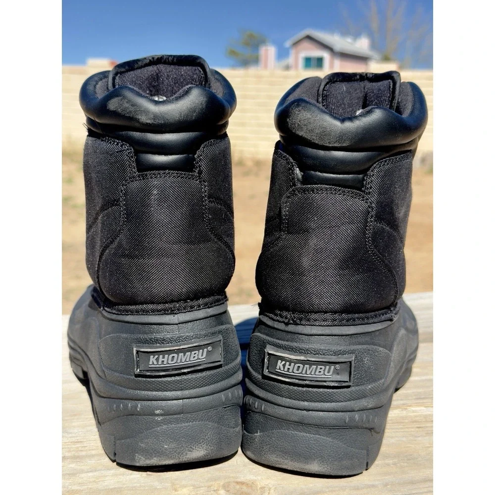 Khombu Boots Men's 12 M Black Glacier Zip Paul Snow Boots Thermal Insulation